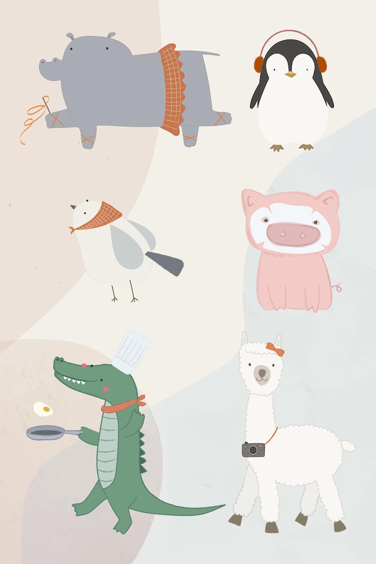 Vector conjunto de elementos de animales lindos