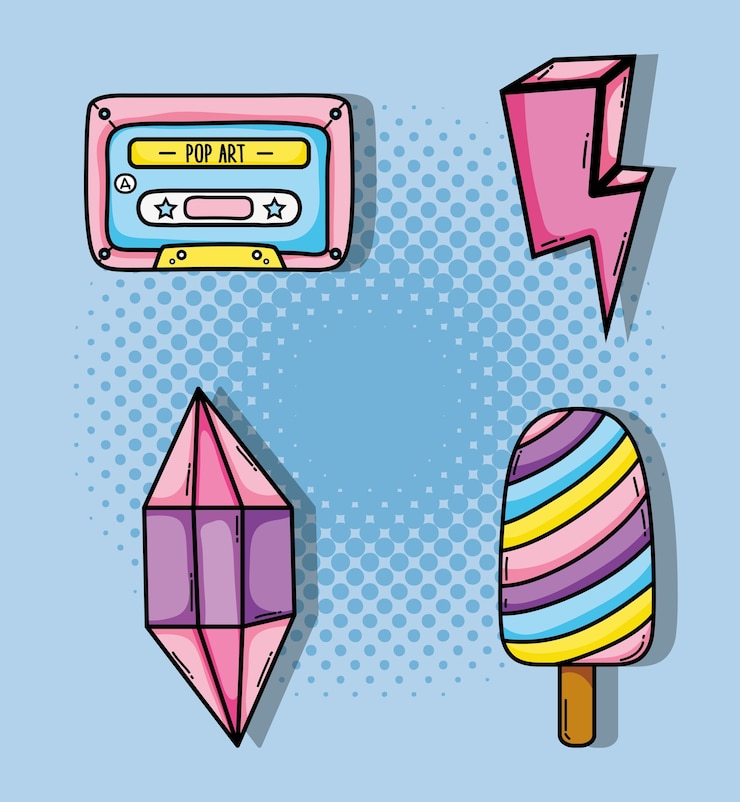 Vector conjunto de elementos del arte pop vector diseño gráfico de ilustración