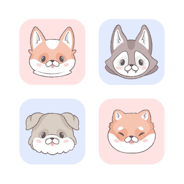 Conjunto de elementos de avatares de animales