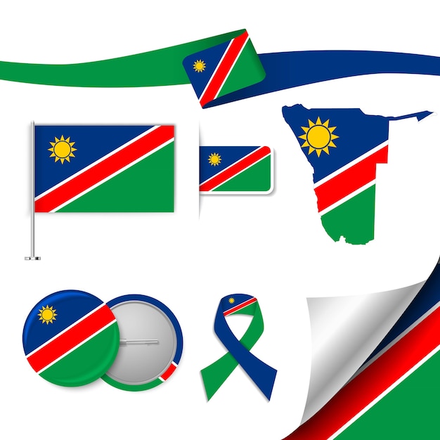 Conjunto de elementos de bandera con Namibia