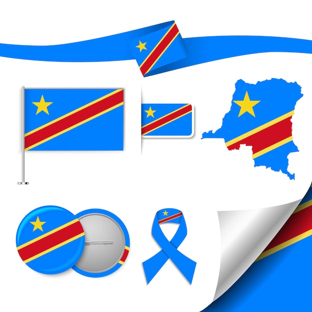 Conjunto de elementos de bandera con República Democrática del Congo