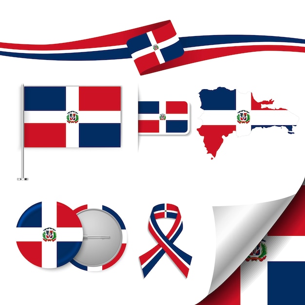 Vector conjunto de elementos de bandera con república dominicana