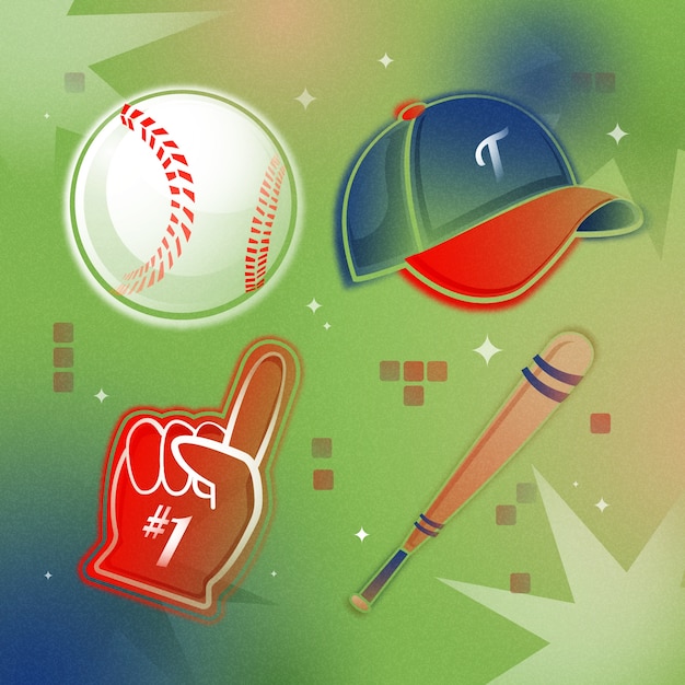 Vector conjunto de elementos de béisbol