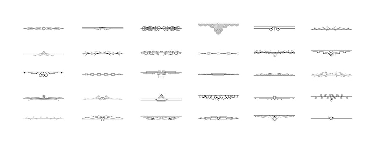 Vector conjunto de elementos de borde de garabato de colección de líneas simples negras, boceto de estilo de diseño vectorial aislado