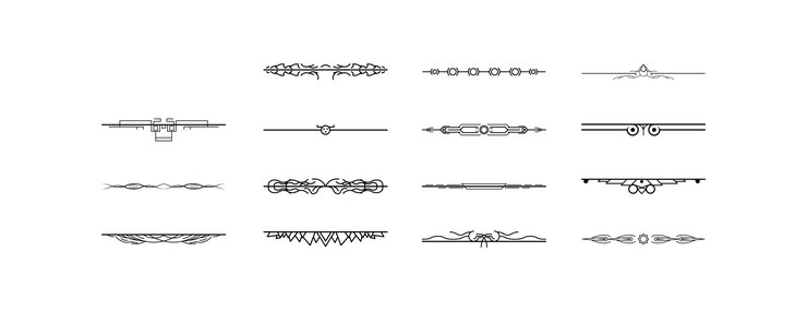 Vector conjunto de elementos de borde de garabato de colección de líneas simples negras, boceto de estilo de diseño vectorial aislado
