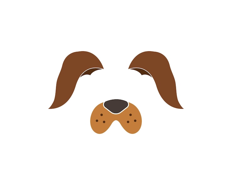 Vector conjunto de elementos de cara dogl ilustración vectorial orejas y nariz de carácter animal efecto de filtro de gráfico de video para decoración de fotos selfie