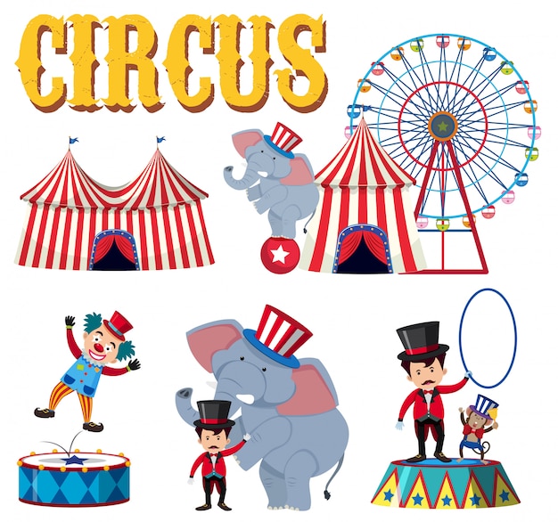 Vector un conjunto de elementos de circo