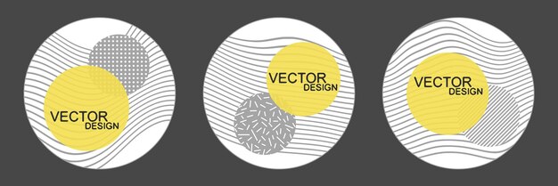 Conjunto de elementos de círculo gráfico abstracto, gris y amarillo, diseño vectorial