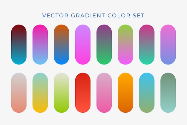 Conjunto de elementos del conjunto de colores de gradiente Combinación de tonos de gradiente Gradientes de colores vibrantes Muestra de color