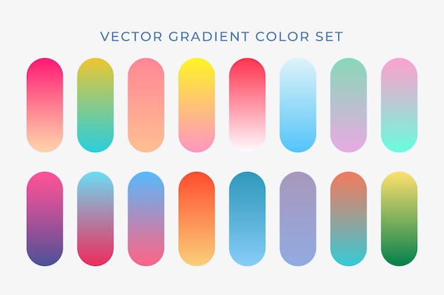 Conjunto de elementos del conjunto de colores de gradiente Combinación de tonos de gradiente Gradientes de colores vibrantes Muestra de color