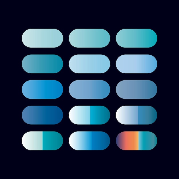 Conjunto de elementos del conjunto de colores de gradiente