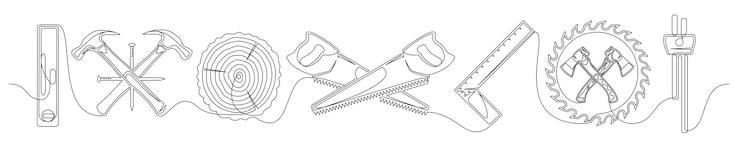 Vector conjunto de elementos continuos de carpintería de una sola línea.