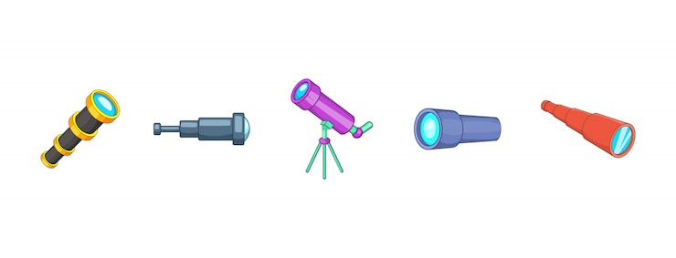 Vector conjunto de elementos de cristal espía. conjunto de dibujos animados de elementos de vector de vidrio espía