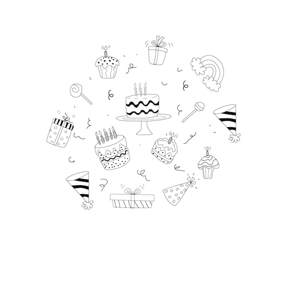 Conjunto de elementos decorativos para cumpleaños Colección de objetos para fiestas