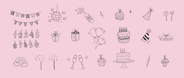 Vector conjunto de elementos decorativos para cumpleaños colección de objetos para fiestas
