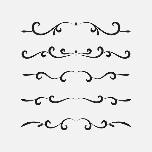 Conjunto de elementos decorativos para el diseño Ilustración vectorial Blanco y negro