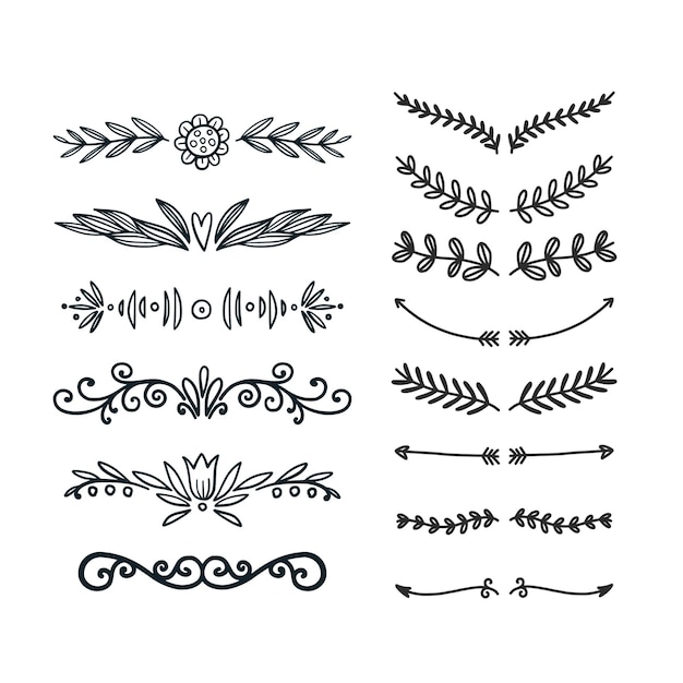Conjunto de elementos decorativos divisores Frontera florish colección Vector
