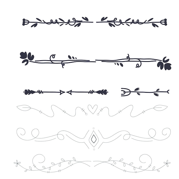 Conjunto de elementos decorativos divisores Frontera florish colección Vector