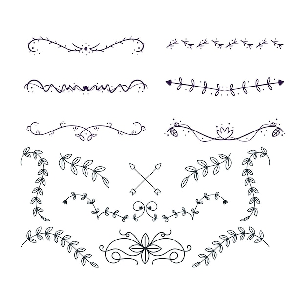 Conjunto de elementos decorativos divisores Frontera florish colección Vector
