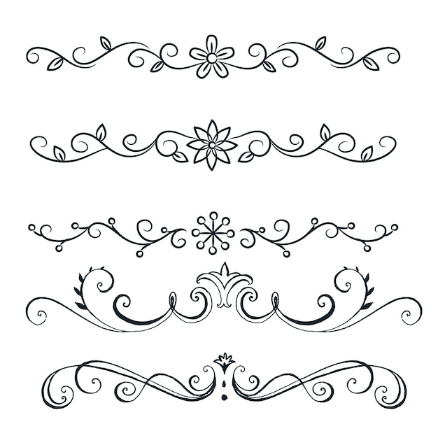 Conjunto de elementos decorativos divisores Frontera florish colección Vector