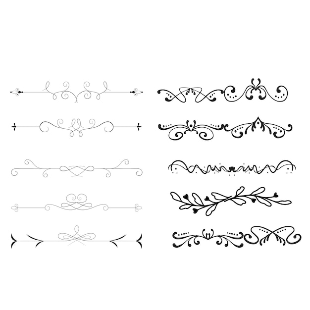 Conjunto de elementos decorativos divisores Frontera florish colección Vector