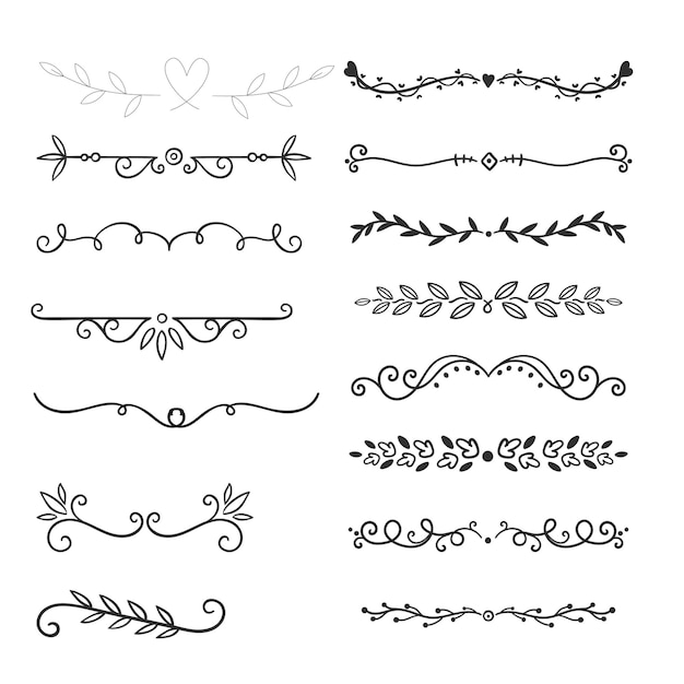 Conjunto de elementos decorativos divisores Frontera florish colección Vector