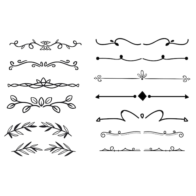 Conjunto de elementos decorativos divisores Frontera florish colección Vector