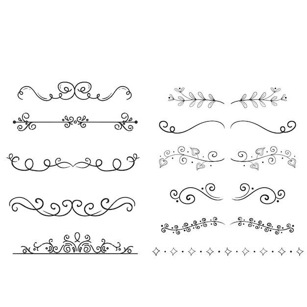 Conjunto de elementos decorativos divisores Frontera florish colección Vector