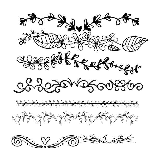 Conjunto de elementos decorativos divisores Frontera florish colección Vector