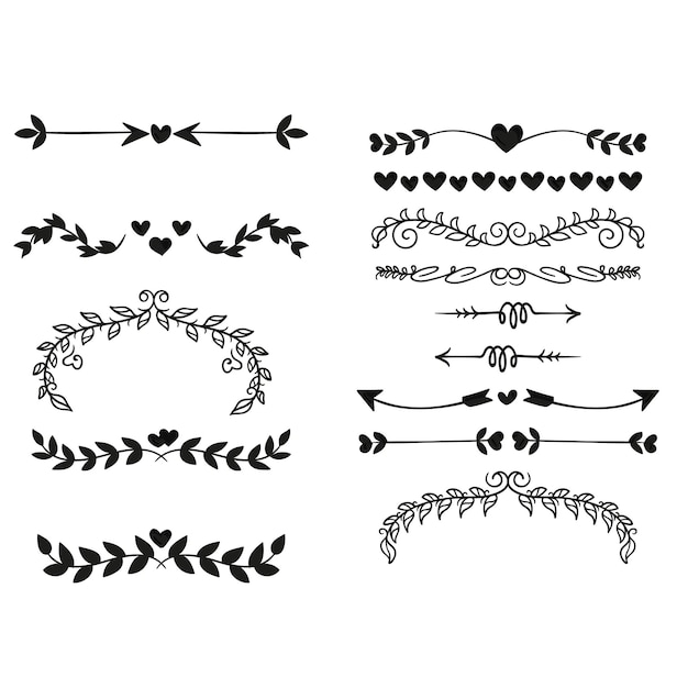 Conjunto de elementos decorativos divisores Frontera florish colección Vector