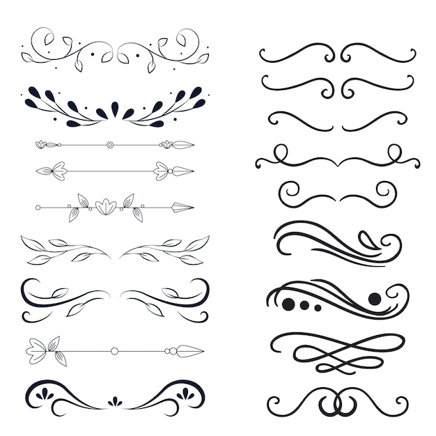 Conjunto de elementos decorativos divisores Frontera florish colección Vector