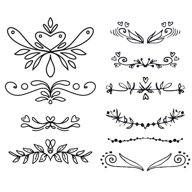 Conjunto de elementos decorativos divisores Frontera florish colección Vector