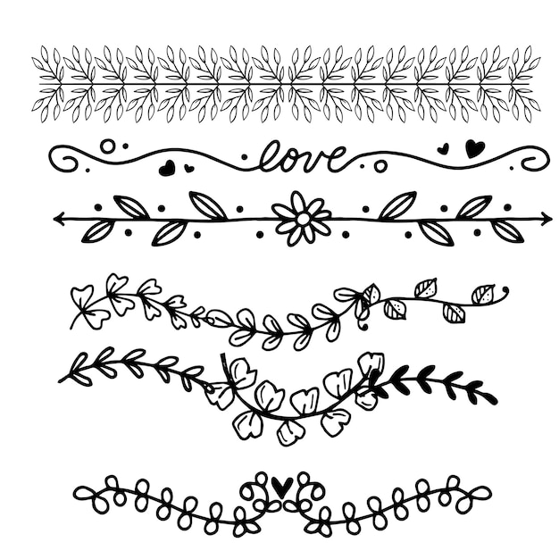 Conjunto de elementos decorativos divisores Frontera florish colección Vector