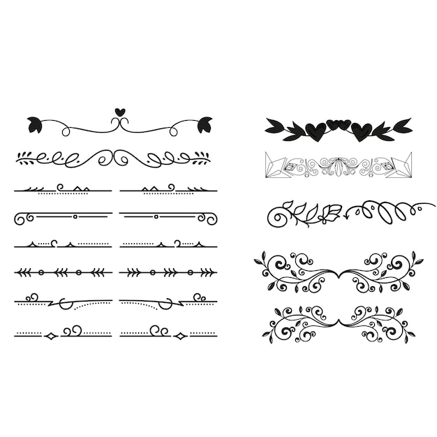 Conjunto de elementos decorativos divisores Frontera florish colección Vector