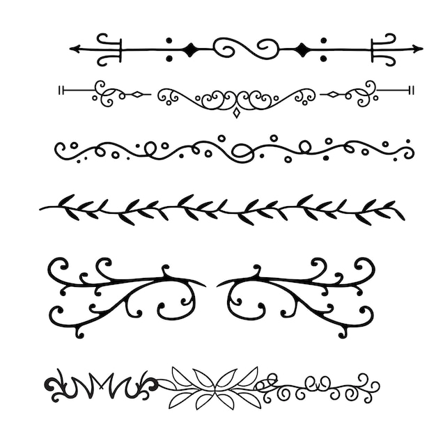 Conjunto de elementos decorativos divisores Frontera florish colección Vector