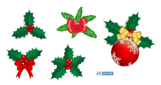 conjunto de elementos decorativos navideños aislados o de diseño realista tema navideño o cinta navideña
