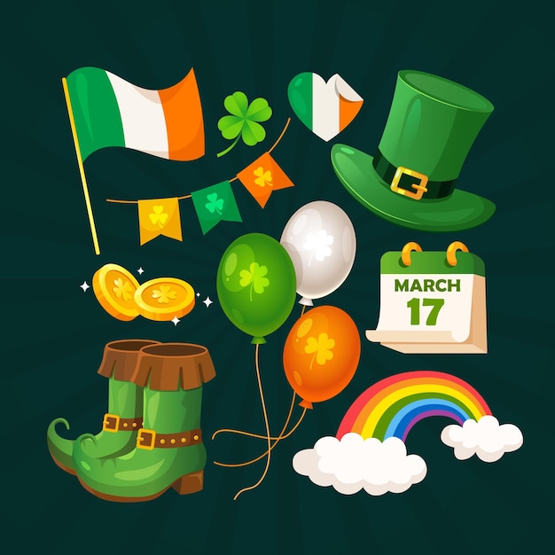 Vector conjunto de elementos para el día de san patricio