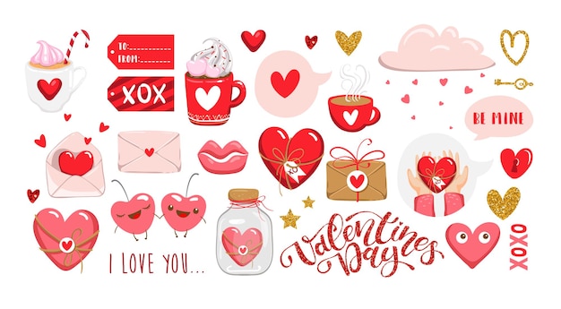 Conjunto de elementos del día de San Valentín. Eps10 vectorial.