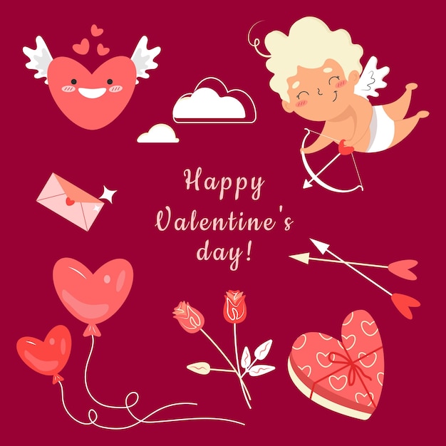 Vector conjunto de elementos para el día de san valentín.