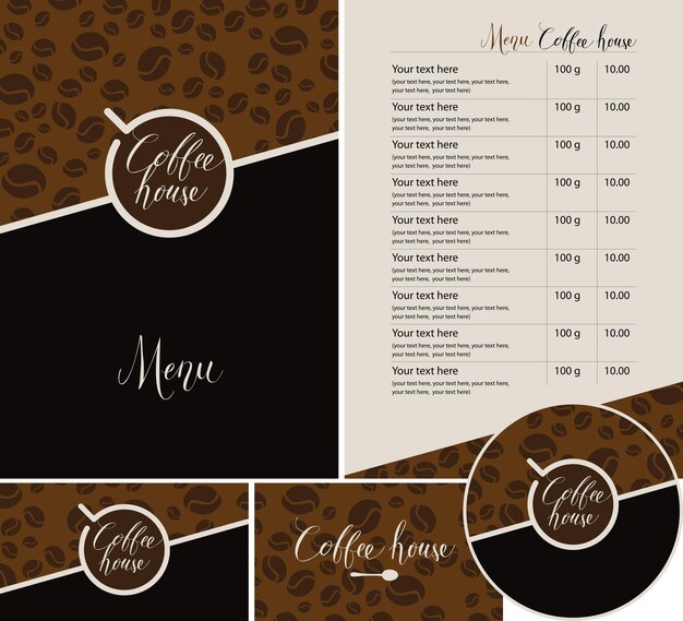 conjunto de elementos de diseño para cafetería