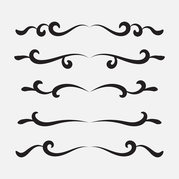 Conjunto de elementos de diseño caligráfico Ilustración de vector dibujado a mano