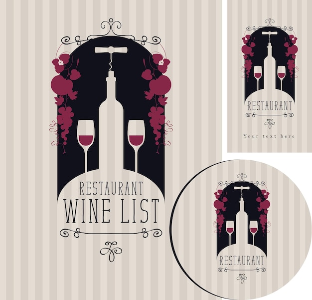 conjunto de elementos de diseño para carta de vinos
