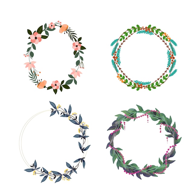 Conjunto de elementos de diseño floral dibujados a mano