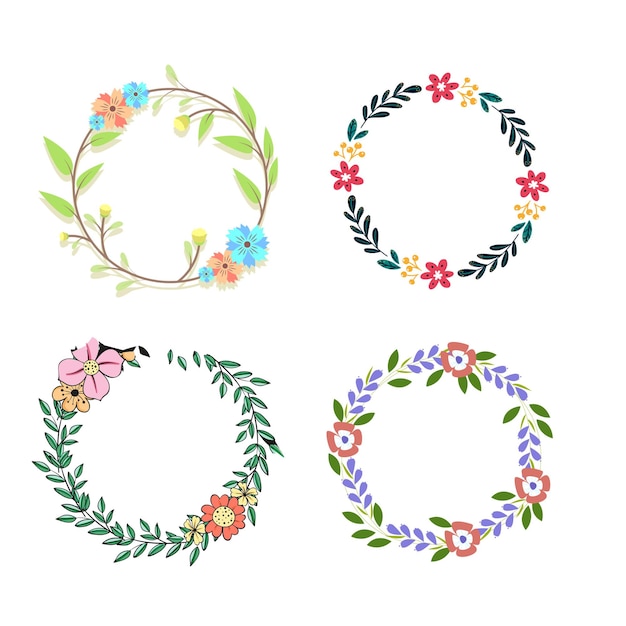 Conjunto de elementos de diseño floral dibujados a mano