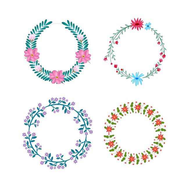 Conjunto de elementos de diseño floral dibujados a mano