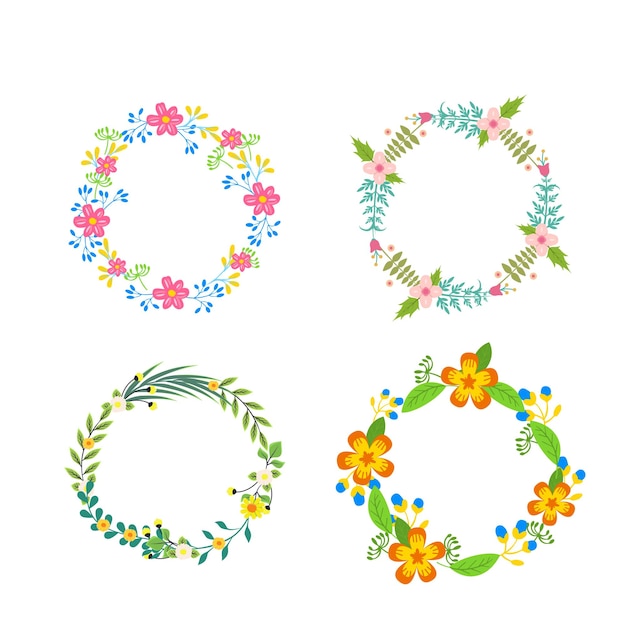 Conjunto de elementos de diseño floral dibujados a mano