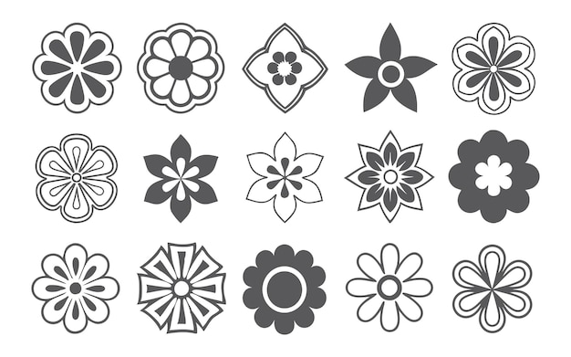 Conjunto de elementos de diseño floral