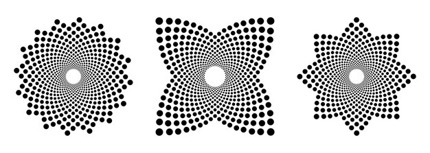 Conjunto de elementos de diseño de formas geométricas con patrones punteados Ilustración vectorial