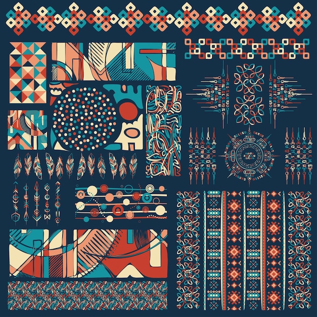 Conjunto de elementos de diseño fresco abstracto