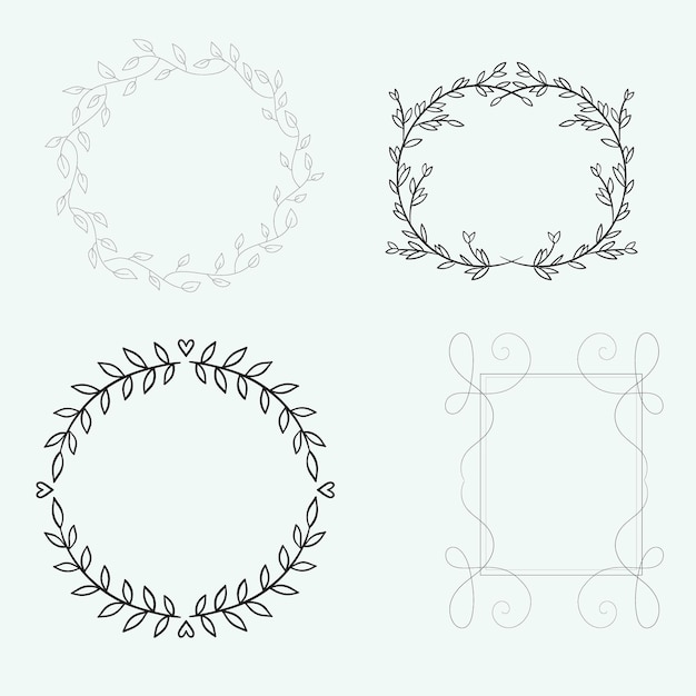 Conjunto de elementos de diseño de garabateo flechas corona elementos florales